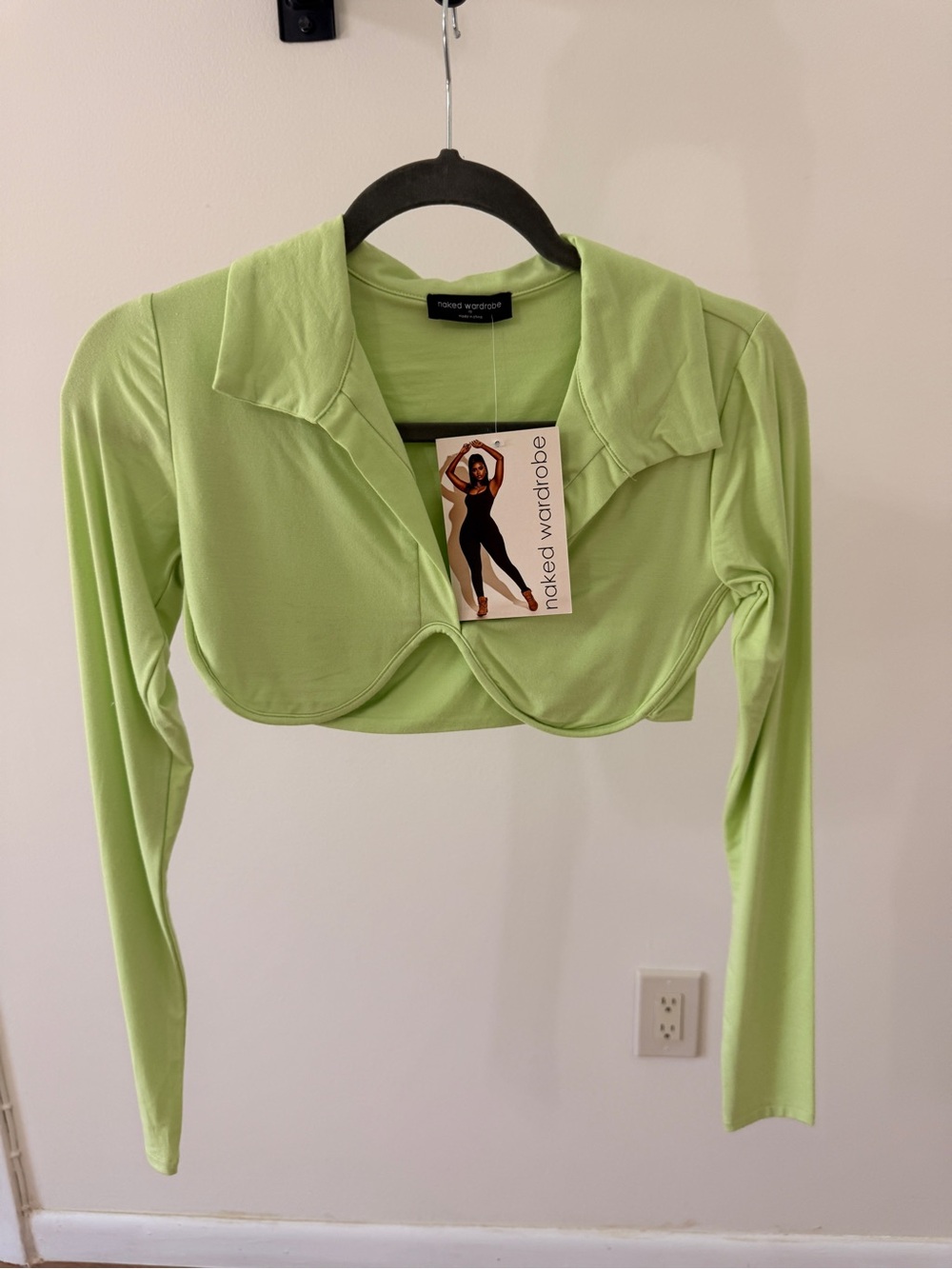 naked wardrobe Lime Green Cropped Long Sleeve Bolero